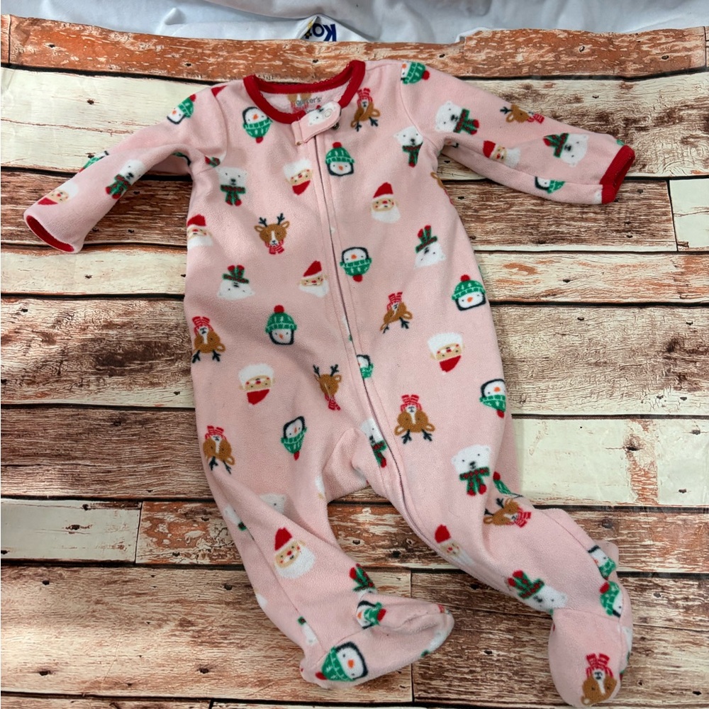 Carter's Pink Holiday Print Footie